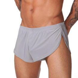 Underpants Solid Color Casual Men Elastic Waistband Split Shorts Underwear Home Sportswear