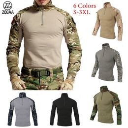 Men's T-Shirts ZOGAA Wolf Warriors Army Camouflage Tactical T Shirt Men Long Sleeve Hunt Outdoor T-Shirt 221130