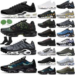 2023 Running Shoe Sports Trainers Sneakers Triple Black White Cherry Cool Grey Neon Olive Pure Platinum Dark Blue Tn Plus For Men Bubblegum Yolk