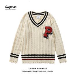 Mens Sweaters American Fashion Letter Round Neck Knitted and Womens Loose Casual Couple Oversize Sweater 221129