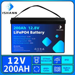 BRAND NEW 12V 200AH LiFePO4 Battery Pack 2560Wh Built-in BMS 12.8V Rechargeable Batteries For RV Boat Golf Cart EU US TAX FREE