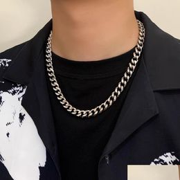 Chains Euramerican Cuban Figaro Chain Necklace Man Hip Hop Fashion Titanium Stainless Steel Thick Necklaces Drop Delivery Jewelry Pen Dhbfr