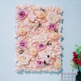 Decorative Flowers 60X40CM Artificial Silk Rose Flower Wall Panel Wedding Christmas Decoration Peony Hydrangea Home Party Backdrop Decor