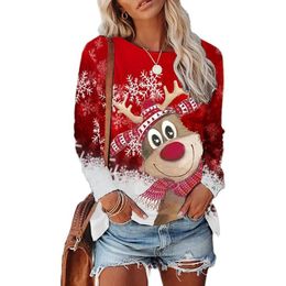 Women's Hoodies Sweatshirts Christmas Ladies Round Neck Sweater 3D Digital Printing Fashion Personality Casual Couple 221130