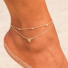 Anklets Simple Heart Barefoot Crochet Sandals Foot Jewellery Leg On Ankle For Women Chain Cavigliera