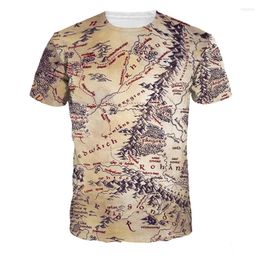 Men's T Shirts Fashion Men And Woman Summer Mountain Map Print T-shirt "Silk Road" Harajuku Tee Casual Tops Novelty Clothing