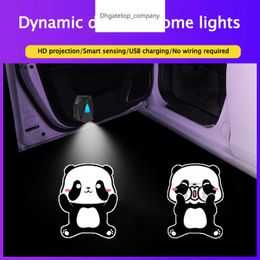 LED Car Door Dynamic 3D Cartoon Projection Light Atmosphere USB Charging Wireless Welcome Decorative