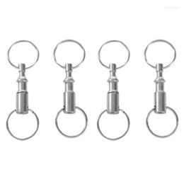 Hooks 4 Pieces Removable Double Keychains Iron Nickel Detachable Keychain Rotating Ring