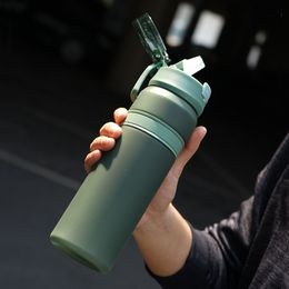 Water Bottles 6 Colours Portable Tritan Material Bottle With Straw Outdoor Sport Fitness Drinking Durable Plastic Bottle 221130