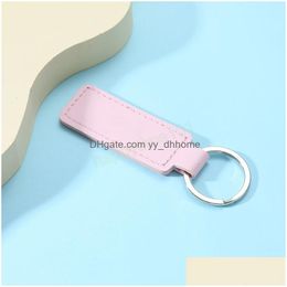 Key Rings Creative Pu Leather Keychain Metal Keyring Car Keychains Pendant Personalise Gift Key Chain 8 Colors Drop Delivery Jewelry Dh3Ii