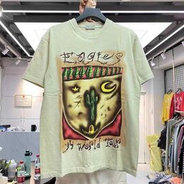 Men's T-Shirts Creative bet cactus print heavy weight wash short sleeve t-shirt loose T221130