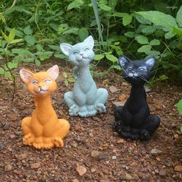 Decorative Figurines Cute Resin Figurine Sit Gesture Animal Sculpture Art Crafts Decor For Indoor Outdoor Garden Yard Decoration Gift