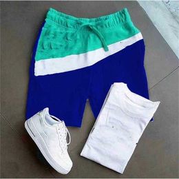 Men's Cotton high waisted denim shorts Pants Tracksuit Print Splicing Casual Sport Trousers Loose Street Leisure Fashion Style and t Shirt