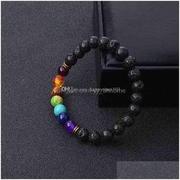 Charm Bracelets Lava Rock Beaded Bracelets Fashion Natural Stone Charm Jewellery 7 Colour Cuffs Bangles Turquoise Bracelet Drop Delivery Dhpwo