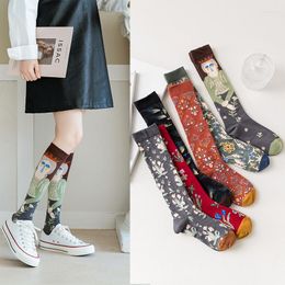 Women Socks HHhh Cotton Female High Tube Trendy Hyuna Long Skateboard Colour Cartoon Fashion Rattan Graffiti Novelty Fun Happy