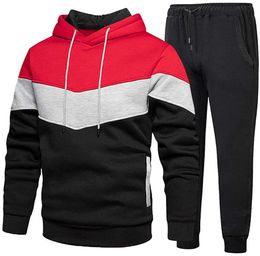 Mens Tracksuits Jogging Tracksuit 2 Piece Autumn Winter Fleece Warm Athletic Outfit Hoodie Sports Sweatsuit Pullover Suit Sets 221130