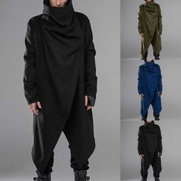 Men's Jackets Party Street Trend Cosplay Cloak High Collar Personality Solid Color Dark Style Button Coat Wind Cape 221130