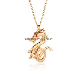 Pendant Necklaces Europe Fashion Jewellery Dragon Pendant Necklace Vintage Necklaces Drop Delivery Pendants Dhz95