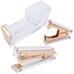 Staplers Acrylic Gold Stapler Staple Remover office supplies desk accessories 221130