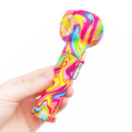 COOL Colourful Multifunction Silicone Pipes Herb Tobacco Glass Philtre Bowl Portable Oil Rigs 10MM Nails Titanium Tip Straw Handpipes Smoking Cigarette Holder DHL