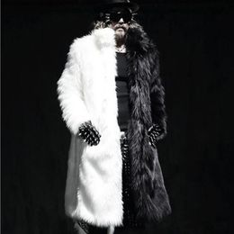 Men's Fur Faux Winter men's fur coat long casual warm jacket black and white Coloured windbreaker 221130