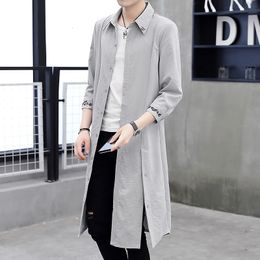 Men's Jackets Men's Midlength Windbreaker Jacket and Overtheknee Coat Chinese Style Men's Road Robe Cardigan with Sleeves and Hanfu Gown 221130