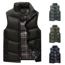 Jaqueta de coletes masculinos Autumn Stand Warm Stand com coletas sem mangas de gola acampando usando casual casual cistas de cor nude masculino fora