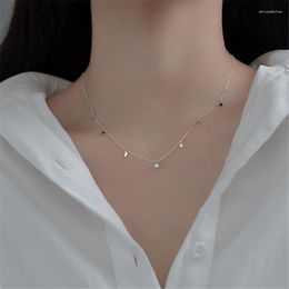 Chains Real 925 Sterling Silver Choker Clavicle Chain Tassel Star Moon Charm Pendant Necklace For Women Wedding Fine Jewelry F022