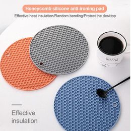 Table Mats 18/14cm Round Silicone Mat Extra Thick Placemat Open Honeycomb Pad Coffee Cup Creative Kitchen Pot Holder