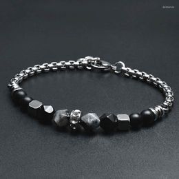 Link Bracelets 2022 Adjustable Natural Tiger Eye Stone Bead Bracelet Men Stainless Steel For Gift Him Pulseira Masculina