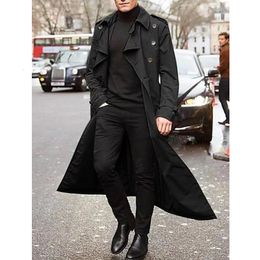 Men's Jackets Fashon Men Trench Turn Down Collar Solid Color Male Coat Spring Autumn Long Style Man Thin Outdoor Casual Cardigan Men Overcoat 221130