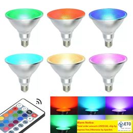 LED RGB Floodlight Bulb Outdoor Waterproof Dimmable Colour ChangingLawn Lamp with Remote Controller for Holiday