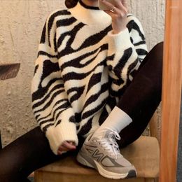 Women's Sweaters 2022 Woman Pullover Striped Spring Autumn Zebra Print Oversized Sweater Women Winter Loose Knitted Lazy Oaf Top