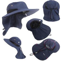 Berets Summer Function Neck Flap Boonie Hat Fishing Hiking Safari Outdoor Sun Brim Bucket Bush Cap Casual Style