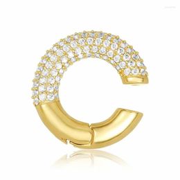 Backs Earrings Aide 1PC Gold Color Silver Full Zircon Pave Ear Cuffs No Piercing C Shape Chunky Thick Clip Colored Crystal Jewel