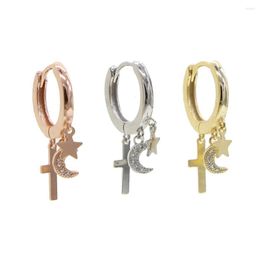 Hoop Earrings 925 Sterling Silver Earring For Women Girls Cross Star Tassel Gold Color Huggie Oorbellen Gifts