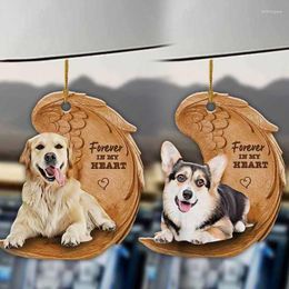 Christmas Decorations Cute Funny Dog Sleeping Angel Acrylic Wing Hanging Ornament Cartoon Car Pendant Bag Keychain For Rear View Mirror