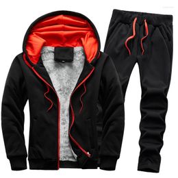 Men's Tracksuits Men's 2022 Men Sportswear Hooded Jacket Pants Two Piece Sweat Suits Casual Winter Spring Sweatshirt Male Coat