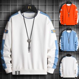 Men Hoodies Fashion Korean Mens O-Neck Patchwork Two Fake Pieces Sweatshirts Male Casual Autumn Loose Comfy Harajuku Pullover