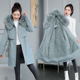 Women's Down Women's & Parkas Nice Winter Cotton Coat Women Fur Collar Mid-Length Zipper Hooded Warm Outwear Thicken Jacket Female