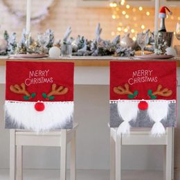 Chair Covers Cover Christmas Decor Antler Red Nose Letter Decorative Gnome White Whisker Sleeve Party Supplies