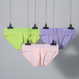 Underpants 3Pcs ORLVS Summer Men's Briefs Macaron Powder Modal Sexy Hip-lifting Trend Underwear Comfortable And Breathable Youth