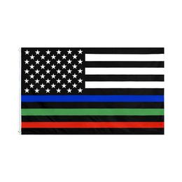 3x5Ft 90x150cm Thin Red Blue Green Line Multi Flag All LIVES MATTER Law Enforcement Officers USA American police Direct factory wholesale