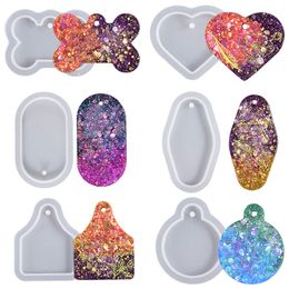 Keychain Charm Epoxy Resin Silicone Moulds Heart Oval Round Shape DIY Bag Tag Dog Tags Party Favours Jewellery Pendant Resin Mould