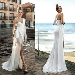 Party Dresses Women Solid High Waist Slit Irregular Sexy Long Sleeve One Shoulder Backless Elegant Formal T220930