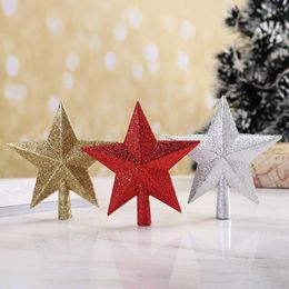 Christmas Decorations 15/20cm Five-Pointed Star Xmas Party Gold Silver Red Stars Decor Supplies Tree Top