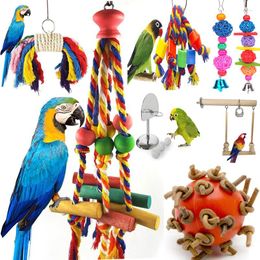 Other Bird Supplies Pet Chewing Toy Cotton Rope Parrot Bite Bridge Tearing Toys Cockatiels Training Hang Swings Birds Cage