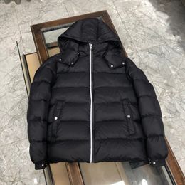 Puffer Hooded Down Bomber Winter Coat Jacket Warm Outwear Men Classic Style Zip Pockets Jacket Black