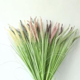 Decorative Flowers 5 Heads Grass With Leaves PE Artificial Flower Decorations Onion Wedding Plastic Plants