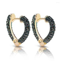 Hoop Earrings Luxery Love Heart For Women Trendy Gold Color Stud With Rhinestones Women's Gifts 31e01